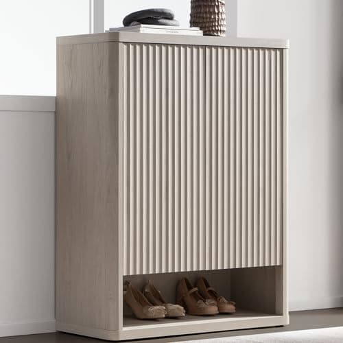 SICOTAS Shoe Cabinet 44" Tall Large Storage Organizer Modern Shoe Rack with Doors & 4 Shelves Mid Century Free Standing 6-Tier Cabinet for Entryway Hallway Living Room Closet