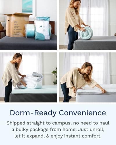 ViscoSoft 3 Inch Pillow Top Memory Foam Mattress Topper Twin XL - Cooling Hybrid Lux Dual Layer Extra Long Mattress Pad - CertiPur-US Certified 7