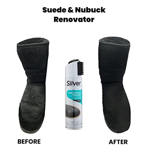 Silver Suede and Nubuck Color Dye Spray - Waterproof, Restores Faded Colors, Easy to Use 8.5oz (Black) 5