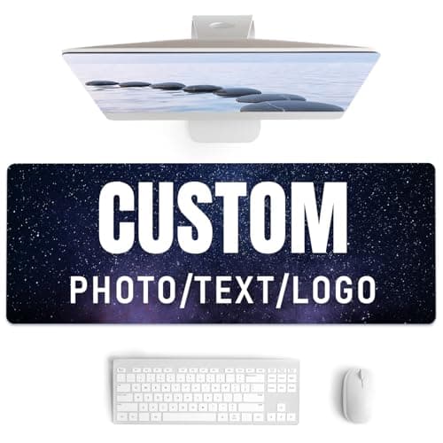 Custom Large Mouse Pad, Personalized Mouse Pad with Picture Text Logo, Non-Slip Waterproof Custom Mousepad Big Desk Mat Customized for Office Home Gaming Computer Desk (31.5" x 12")