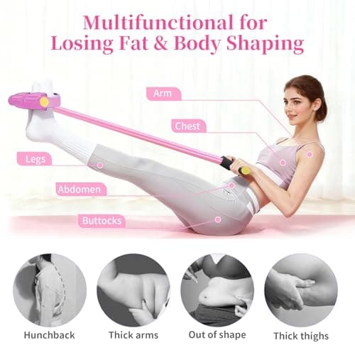 Pedal Resistance Bands with Handles, Upgrade 6-Tubes Manual Tension Training Pedal, Natural Rubber Foot Pedal Resistance Bands, Multifunction Fitness Bands for Abdomen, Waist, Arm, Leg (Pink) 6