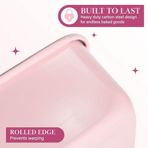 Paris Hilton Nonstick Carbon Steel Bakeware Collection, 9-Inch x 5-Inch Loaf Pan, Dishwasher Safe, Made without PFOA and PFAS, Pink Cream Two-Tone 6