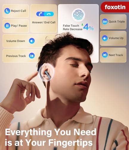 foxotin Ear Buds Wireless Earbuds - Bluetooth 5.3 Headphones (48H Playback) Built in Mic with LED Display Charging Case, IP7 Waterproof Earphone for iPhone Andriod Phones Laptop Sports Workout 5