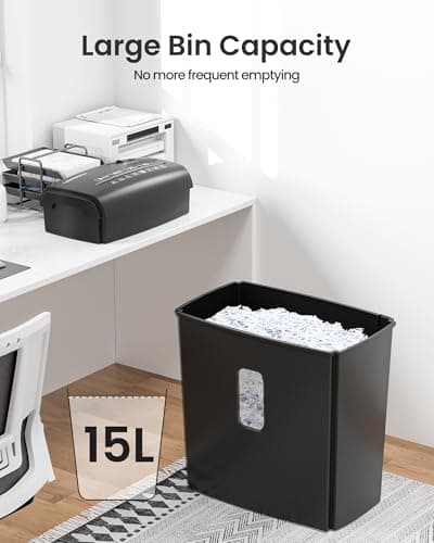 Locksworth 8-Sheet Micro Cut Paper Shredder P-4 High Security for Home Office Use with Handle, Shreds Credit Card/Staple 4 Gallons(Black) Visual Window Wastebasket 6