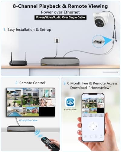 OOSSXX (4K Ultra & 130°Wide-Angle) Wired Outdoor Security Camera System Dome PoE IP Cameras for Video Surveillance 2-Way Audio 8MP Home Security Cameras Systems 5
