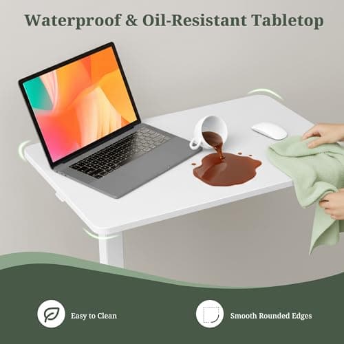 Mobile Standing Desk, Adjustable Height Desk with Hidden Casters, Portable Laptop Computer Table with Rolling Wheels, for Sit Stand Workstation, Compact and Sturdy for Home, Office, Dorm, White 7