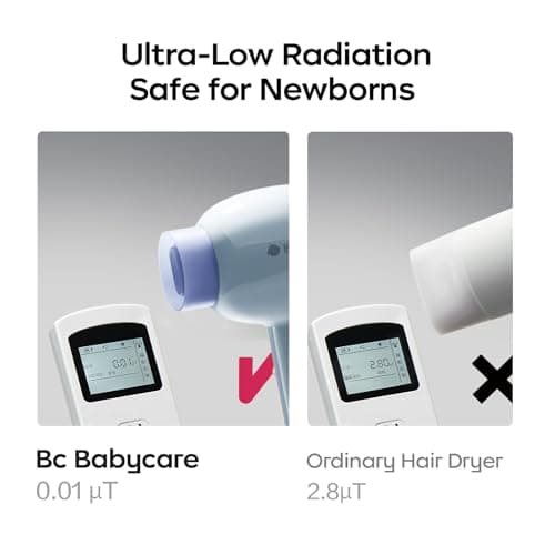 Bc Babycare Gentle Cordless Hair Dryer for Baby and Kids, Quiet Portable Mini Blow Dryer for Infant,​Portable​ Travel Hair Dryer,Low Heat/Speed with 4 Model for Hair Diaper and Full Body (Purple) 5