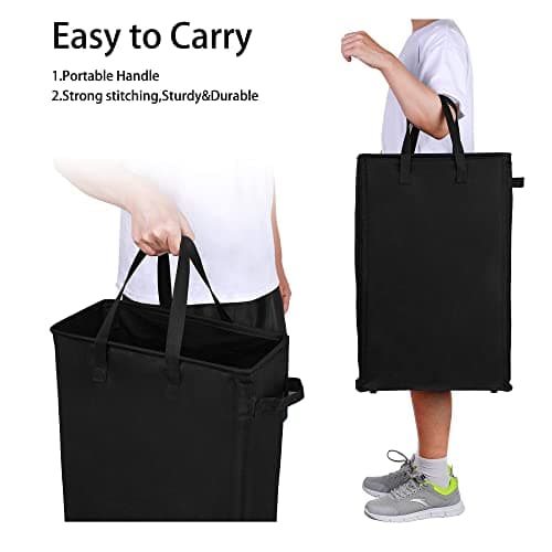 Odonata Slim Laundry Hamper Handles Collapsible Laundry Basket Thin Dirty Clothes Basket Narrow Laundry Bag Foldable Dirty Hamper 45L (Black) 6