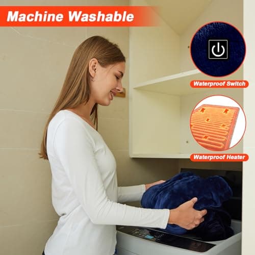 Portable Cordless Heated Blanket for Stadium, Rechargeable USB Heated Throw Blanket for Outdoor, 3 Heat Settings Electric Heated Blanket for Office, Camping, 58”x 38” (Battery Pack Not Included) 7