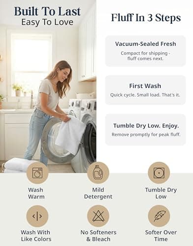 LANE LINEN 100% Cotton Bathroom Towel Set of 24 - Durable, Soft & Absorbent - 4 Bath, 4 Fingertip, 6 Hand, 8 Washcloths, 2 Bath Sheets, Hotel & Spa-Quality Design - White Towels 7
