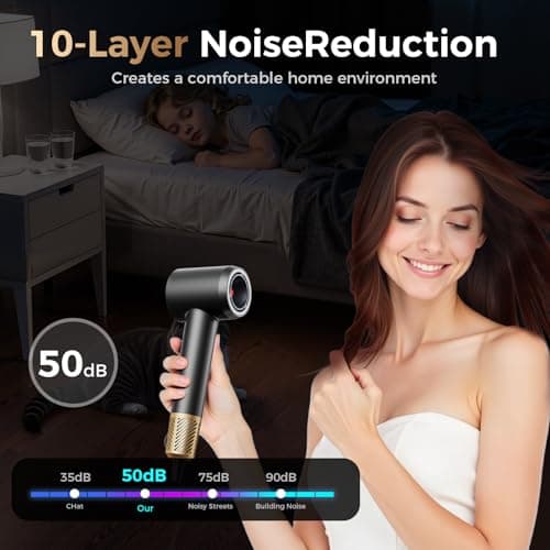 Infrared Hair Dryer - 160000 RPM Quiet lonic Blow Dryer for Women, with Frizz Control & No Heat Damage, Red Light & Negative Ions, Fast Drying, for All Hair Types 7