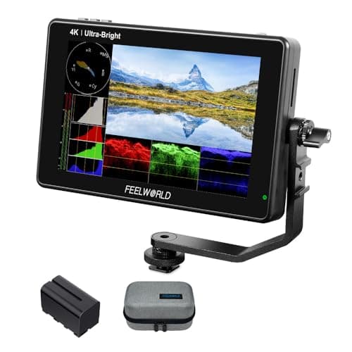 FEELWORLD LUT7 7" 2200nit 1920x1200 FHD IPS Touchscreen Camera DSLR Field Monitor with 3D LUT Waveform HDR 4K HDMI in Out, F750 Battery and Carry Case, ‌Auto Bright Adjustment for Outdoor