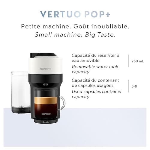 Nespresso Vertuo Pop+ Coffee and Espresso Maker by Breville, Coconut White 7