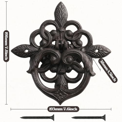 Bolifish Black Antique Front Door Knocker, Gothic Cast Iron Petal Leaf Door Handle Decoration Outdoor、Home Garden and Farmhouse (1 Pack) 2