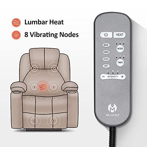 MCombo Medium Power Lift Recliner Chair Sofa with Massage and Heat for Elderly, 3 Positions, Cup Holders, and USB Ports, 2 Side Pockets, Fabric 7040 (Medium, Mocha) 5