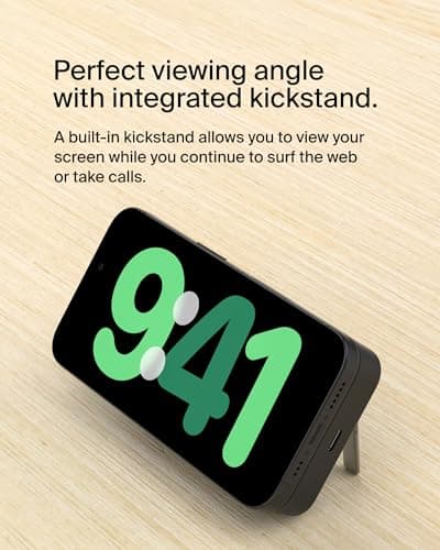 Belkin Portable Charger, Wireless Power Bank 15W 10000 mAh w/ Qi2, MagSafe Charger + Built-in Pop-up Kickstand - iPhone 17, Air, Pro, Pro Max, AirPods, Apple Watch, Google Pixel 10, etc. - Black 9