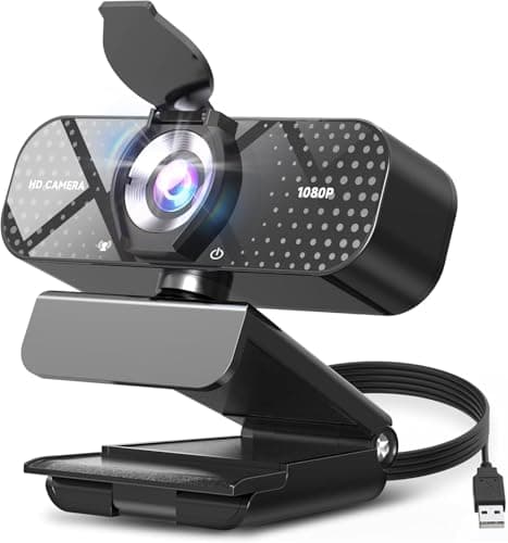 TRAUSI 1080P Full HD Webcam with Privacy Cover, Wide Angle Lens, Active Light Correction, Plug and Play USB Webcam for PC, Desktop, Laptop