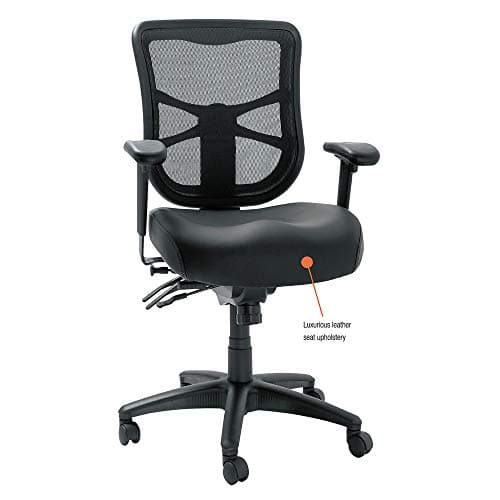 Alera EL4215 Elusion Series Mesh Mid-Back Multifunction Chair, Black Leather 5
