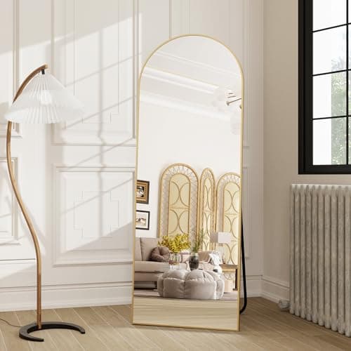 HARRITPURE 58"x18" Arched Full Length Mirror Free Standing Leaning Mirror Hanging Mounted Mirror Aluminum Frame Modern Simple Home Decor for Living Room Bedroom Cloakroom, Gold 5
