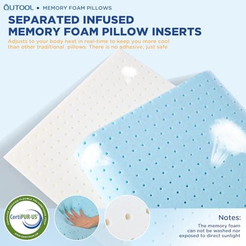 Gel Memory Foam Pillows, Cooling Pillow for Side Back Sleeper, Contour Pillow for Neck and Shoulder Pain, Firm Soft Ergonomic Pillow with Washable Cover, Standard Size 7