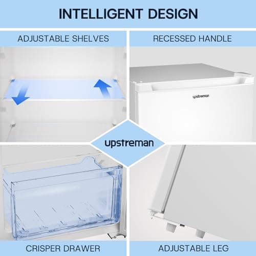 Upstreman 7.0 Cu.Ft Upright Freezer, Large Capacity Stand Up Freezer with 5 Adjustable Shelves, Convertible Refrigerator/Freezer, Reversible Door for Home, Basement, Apartment (White) 5