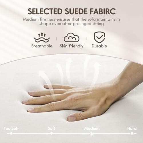 YESHOMY Convertible Sectional Sofa U-Shaped Couch with Soft Modern Cotton Chenille Fabric for Living Room, Oversized Seats with Comfortable Backrest, Beige White 8