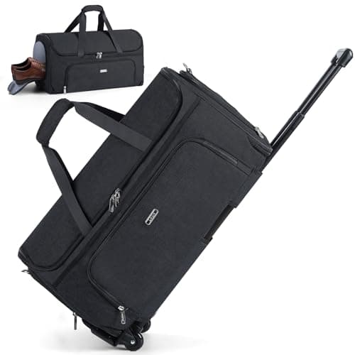 LekeSpring Garment Bags with Wheels, Garment Convertible Weekender Bags, Large Garment Bags for Travel, Duffle Luggage Bag Garment Bag (Black)