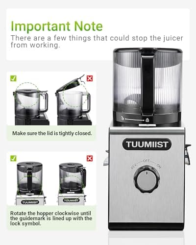 TUUMIIST Cold Press Juicer Machines 6.5'' Large Feed Chute for Whole Fruits & Vegetables, High Juice Yield, Easy to Clean 9