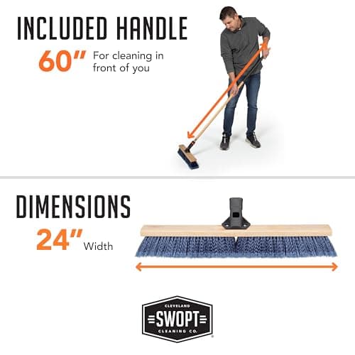 SWOPT 24” Premium Multi-Surface Push Broom Head — Cleaning Head Interchangeable with All SWOPT Cleaning Products for More Efficient Cleaning and Storage — Indoor and Outdoor Push Broom 6