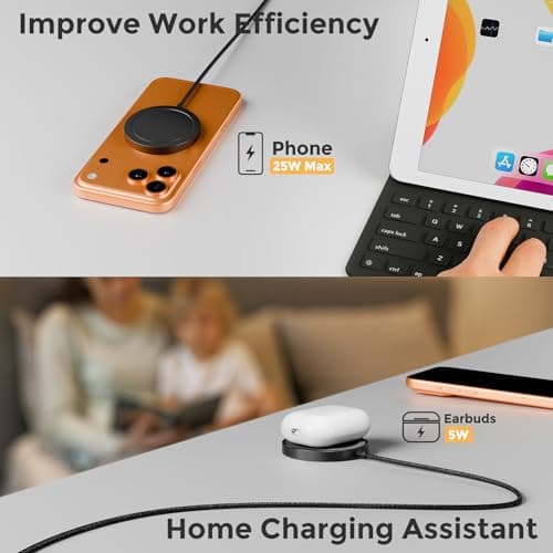 25W Magnetic Wireless Charging Pad: Qi2.2 Qi2 MagSafe Fast Charger for Google Pixel 10 iPhone 17 16 Pro Max 16e 15 14 13 12 AirPods & Samsung Galaxy Series Gift Ideal for Desk & Travel (Black, 1Pack) 9