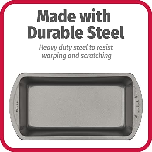 GoodCook Nonstick Loaf Pan 8 x 4-Inch Heavy-Duty Steel Bakeware with Easy-Clean Non-Stick Coating, Oven & Dishwasher Safe Pan for Meatloaf Breads Lasagnas Casseroles & More, Set of 2, Gray 6