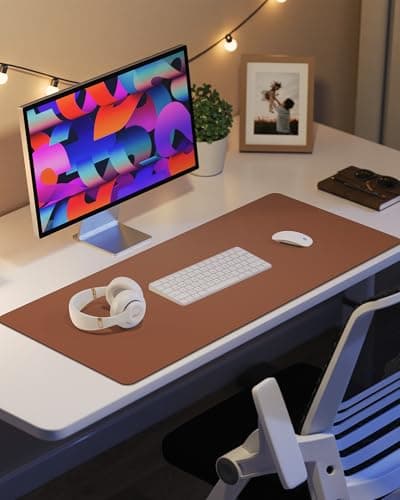 Leather Mouse Pad & Desk Blotter Mat - Non-Slip PU Laptop Desk Pad, Waterproof Writing Pad for Office & Home (Brown, 36" x 17") 6