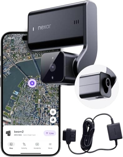 Nexar Beam2 Dash Cam Front and Cabin 256GB Internal Storage 2K QHD LTE Connected Unlimited Cloud Storage Live Streaming Parking Mode Night Vision 1 Year Nexar Connect Subscription Included