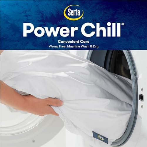 Serta Power Chill Cooling Twin XL Mattress Pad, Elastic Fitted Mattress Protector, Soft and Breathable Pillow Top Cover, 18" Deep Pockets for Secure Fit, Machine Washable, White 5