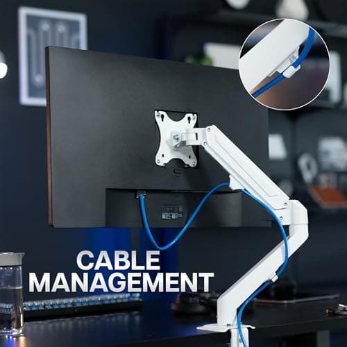 VIVO Heavy Duty Single Monitor Tension Arm for up to 27 inch Screens, Holds 14.3 lbs, Premium Desk Mount Stand, White, STAND-V101OW 9