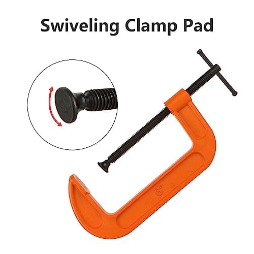 2Pcs 6 Inch C Clamp Heavy Duty C Clamps Quality Iron C-Clamps Industrial Strength C Clamp Set for Woodworking Welding Building Metal Workpiece 5