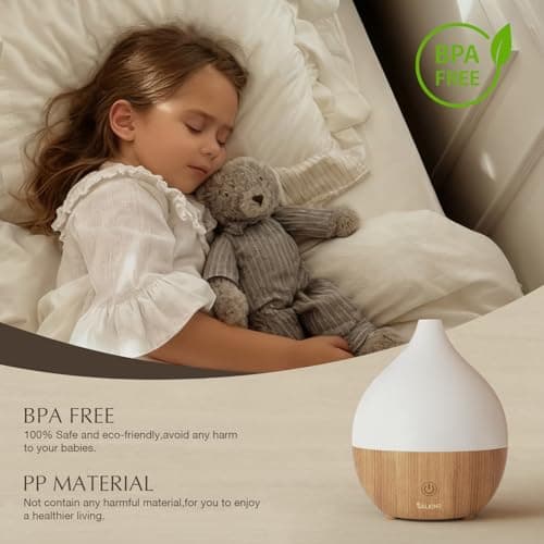 SALKING Essential Oil Diffuser, 100ml Small Aromatherapy Diffuser with Auto Shut-Off Function, Ultrasonic Diffusers for Essential Oils, Cool Mist Humidifier with Warm White Lights, for Office Home 6