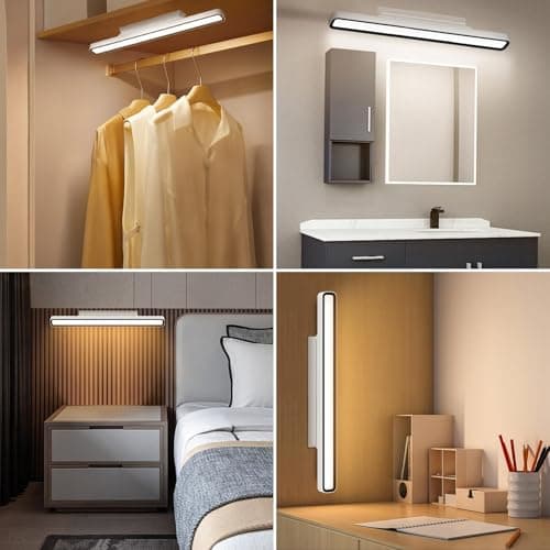 XmnSoly Desk Light Bar 16.5in Magnetic Rechargeable LED Light Bar, 3000K, 4500K, 6000K Color Temperature Battery Powered Under Cabinet Lighting for Desk, Home Office, Shelf, Reading 9