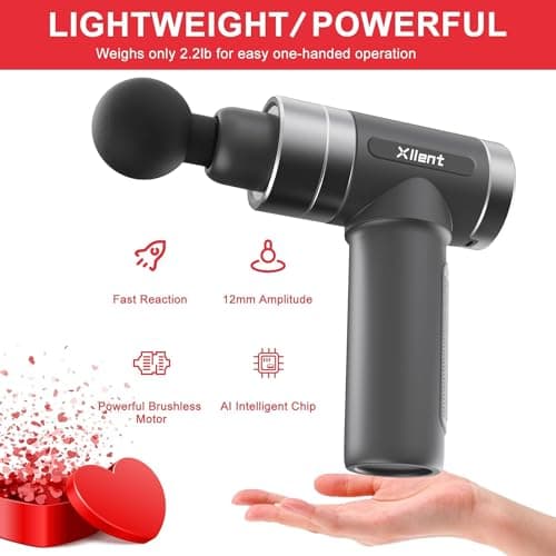 Xllent Mothers Day Gifts for Mom - Gifts for Mom,Massage Gun Deep Tissue Portable Super Quiet Electric Percussion Muscle Massager - Mothers Day,Mothers Day Gifts for Wife(Gray) 5