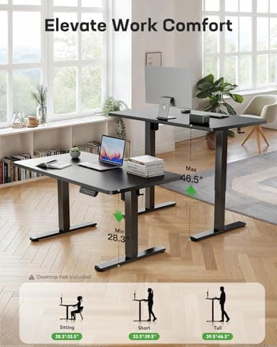 Marsail Standing Desk Frame,Electric Standing Desk Legs with Powerful Motor,Height-Adjustable Desk Leg with 176 lbs Max Load for Various Desktops,Stand up Desk Legs with 4 Memory Presets,Frame Only 6