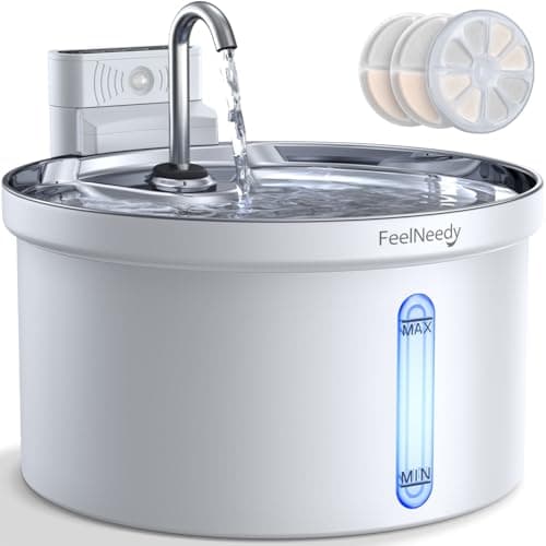 Wireless Cat Water Fountain [Water & Battery Separation] FEELNEEDY Automatic Pet Water Dispenser with Motion Sensor, 3.5L/118oz 4000mAh Battery Operated Water Fountains for Cats Dogs