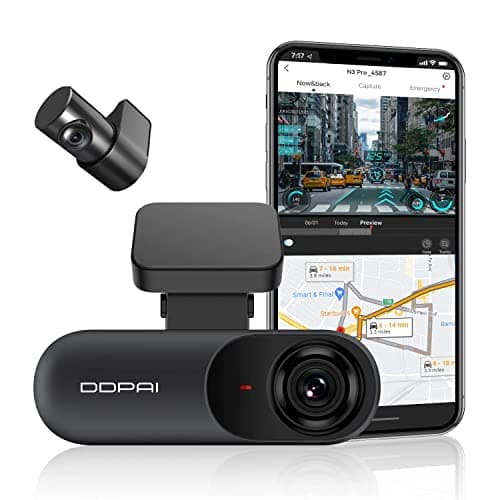 DDPAI 2.5K Dash Cam Front and Rear, 1600P+1080P FHD Dual Dash Camera for Cars with APP, Built-in WiFi, GPS, Night Vision, 24H Parking Monitor, WDR, 140° Wide Angle, G-Sensor, Support 256GB Max, N3 PRO