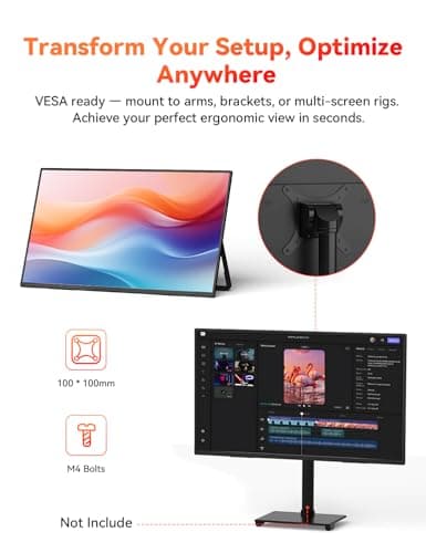 HotYeah 23.8" 100Hz Portable Monitor, 1080P FHD 100% sRGB IPS USB-C HDMI Large External Monitor, Home Gaming 2nd Screen w/180° Adjustable Kickstand for MacBook, Laptop, PC, Phone, Tablet, Switch, PS5 5