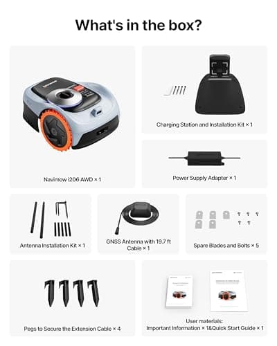 Segway Navimow i206 AWD Robot Lawn Mower, Wire-Free Robotic Mower, All-Wheel Drive for 45% Slopes, 2–3.6 in Adjustable Cutting Height, NRTK + Vision, Auto Mapping, 2.55Ah Battery, Covers 0.15 Acre 9