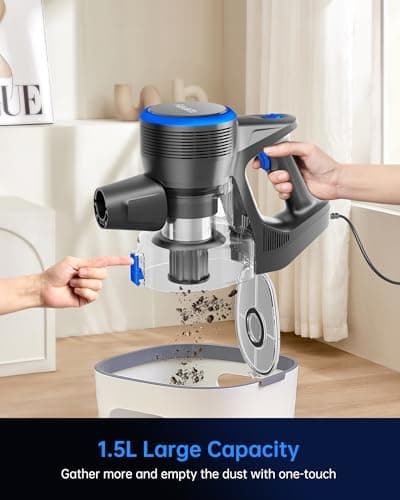 FABULETTA Upgraded 650W Corded Stick Vacuum, 23Ft Vacuums Cleaner Up to 2 Gear Adjustment, Lightweight Corded Vacuum with 1.5L Dust Cup, Suit for Hard Floor & Pet Hair, Black & Blue 7