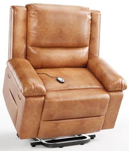 GarveeHome Power Lift Recliner Chair - Heat and Massage, Faux PU Electric Lift Recliner for Elderly & Mobility Impaired, Adjustable Back and Legs, Heavy Duty Lift Chair for Seniors