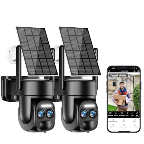 Uniter 4K Solar Security Cameras Wireless Outdoor, 5G/2.4G WiFi, 360°PTZ Home Security Camera with Color Night Vision/Spotlight Siren/Motion Detection/Auto Human Tracking/2 Way Audio/Waterproof