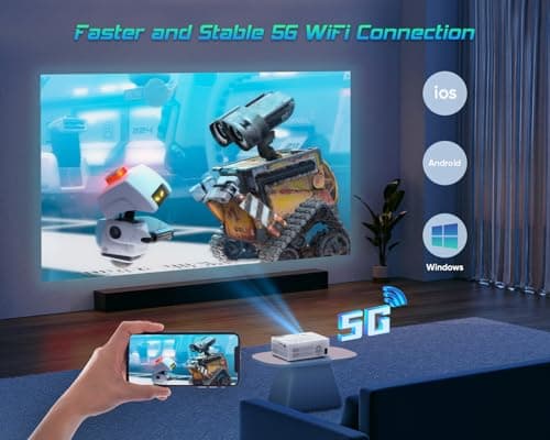 TMY Projector with WiFi and Bluetooth【80" screen included】Native 1080P Outdoor Projector, 4K Supported Portable Projector, Compatible with iOS/Android/PC/TV Stick/HDMI/USB, Indoor Outdoor Use 6