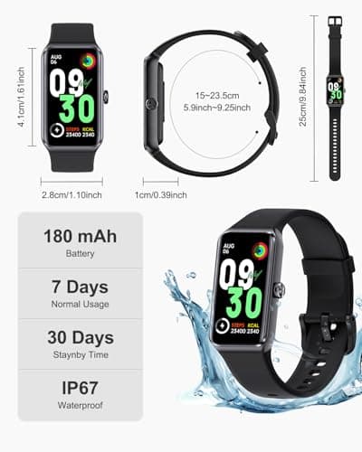 PitPat Fitness Tracker, 24/7 Health Monitoring&Sleep Tracking, IP67 Waterproof, Smart Watch for Women Men Fitness Watch for Sports 7