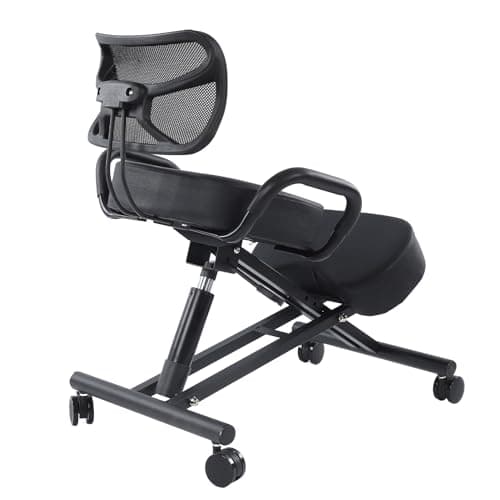 Ejoyous Kneeling Chair, Pneumatic Posture Correcting Knee Stool with Cushion Height Adjustable Rolling Orthopaedic Desk Stool for Banking Meeting Room Office Home Reception 7